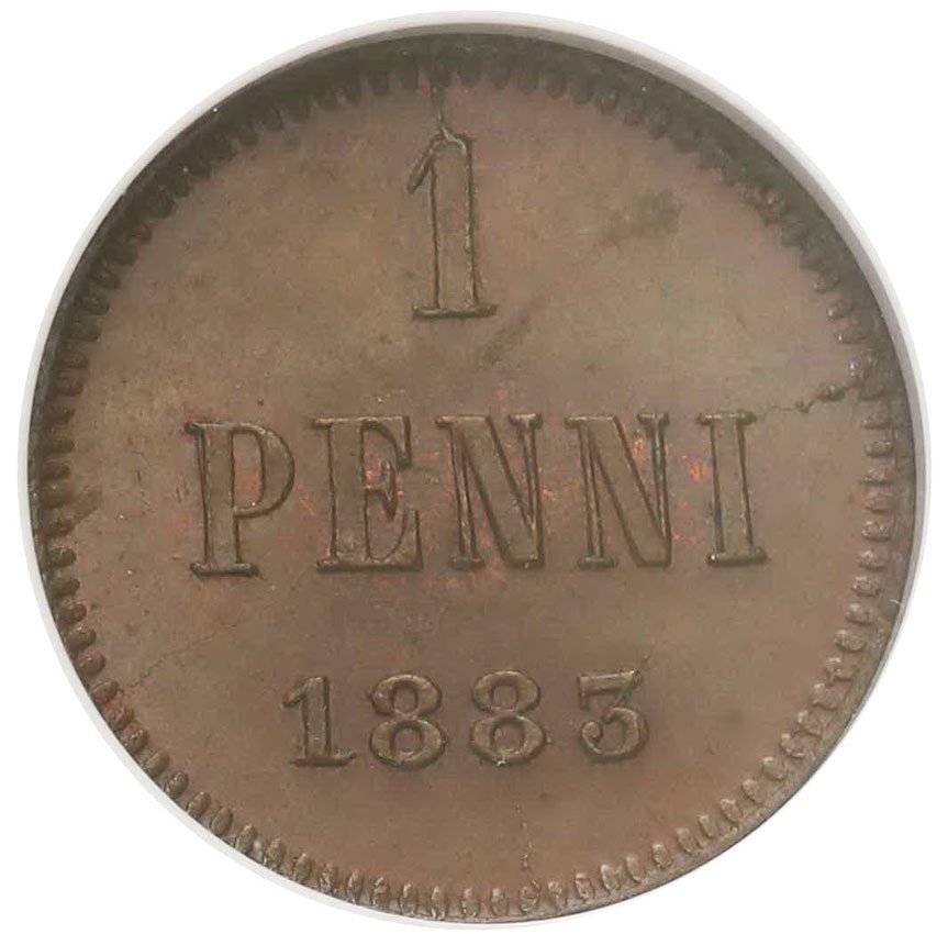 Rosja/Finlandia. Aleksander III. 1 Penni 1883 NGC MS63 BN
